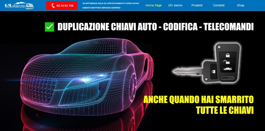 Realizzazione sito web duplicazione chiavi auto Milano
